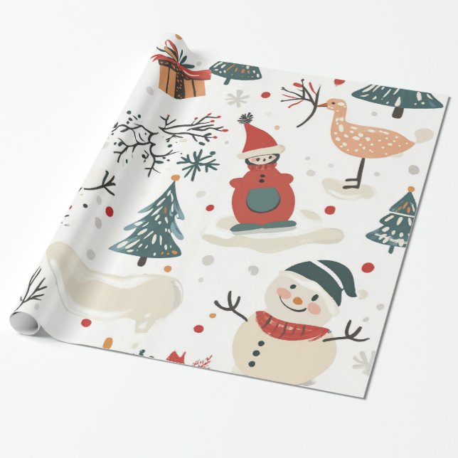 Whimsical Winter Weihnachtsmuster Geschenkpapier (Ungerollt)