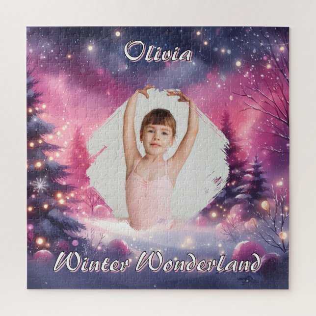 Whimsical Winter Wonderland Photo & Name Puzzle (Vertikal)