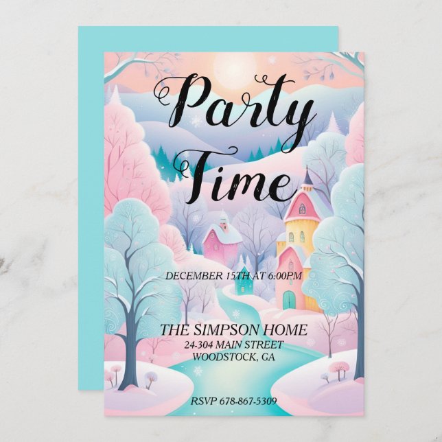 Whimsical Winter Wonderland Weihnachts-Einladung Einladung (Vorne/Hinten)