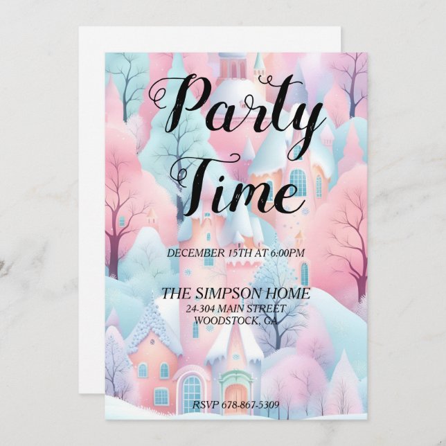 Whimsical Winter Wonderland Weihnachts-Einladung Einladung (Vorne/Hinten)