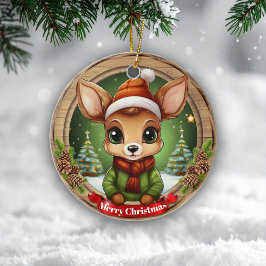 Whimsical Winter Wonderland Woodland Wildlife 🦌🎄 Keramik Ornament