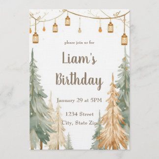 Whimsical Winter Woodland Birthday Invitation Einladung