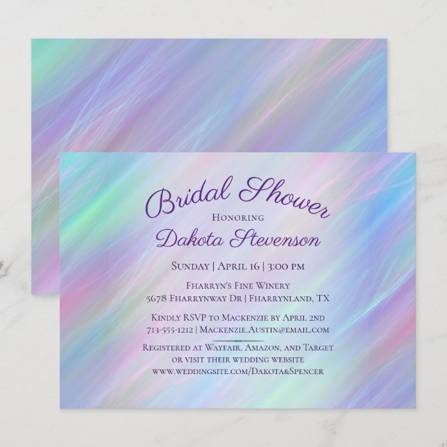 Whimsical Wisps | Holo Fairy Ombre Regenbogendusch Einladung (Vorne/Hinten)