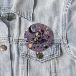 Whimsical Witch Hat und Himmelsmagie Button