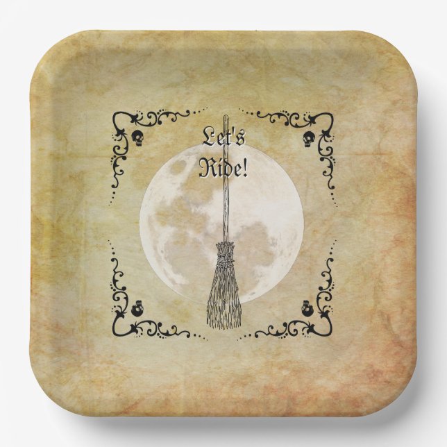 Whimsical Witchy Full Moon  Pappteller (Vorderseite)