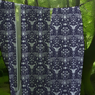 Whimsical Witchy Wicca Bat Moth Moon Pilz Blau Stoff