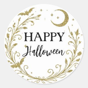 Whimsical Witchy Wiccan Gold Glitzer Halloween Runder Aufkleber
