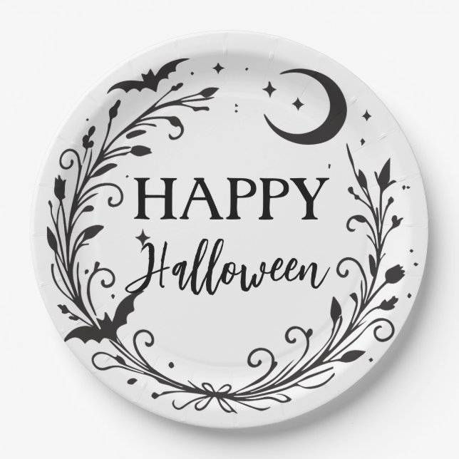 Whimsical Witchy Wiccan Herb Magic Halloween Pappteller (Vorderseite)