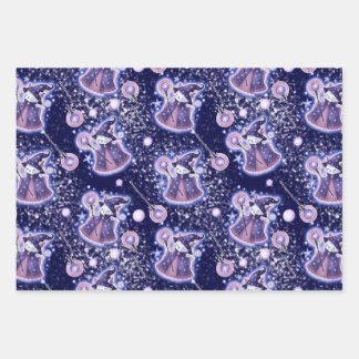Whimsical Wizard Cat Gift Wrap | Celestial Fantasy Geschenkpapier Set