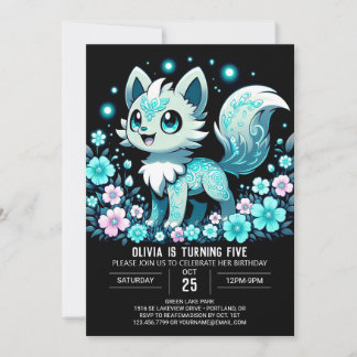 Whimsical Wolf Digital Geburtstag Einladung