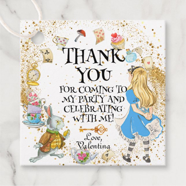 Whimsical Wonderland Tee Party Alice Rabbit Geschenkanhänger (Vorderseite)