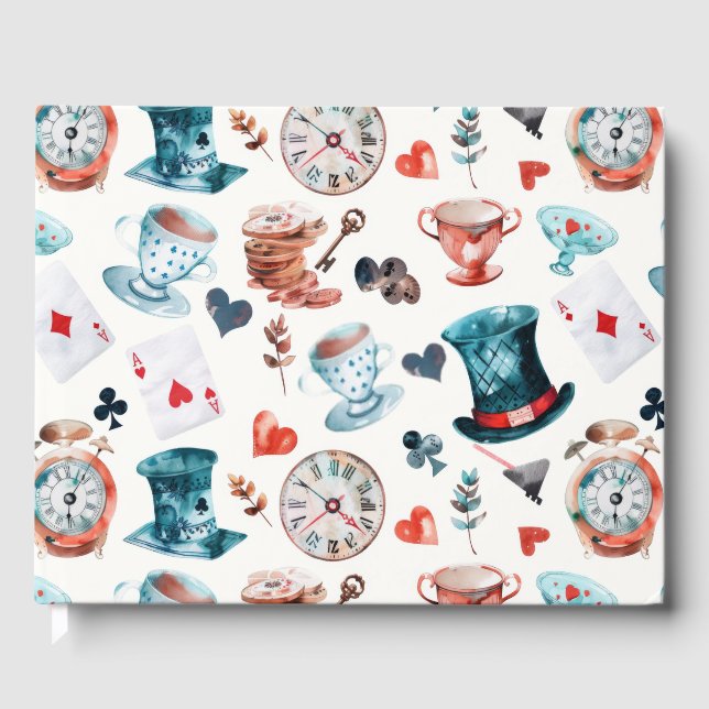Whimsical Wonderland Teeparty-Muster Gästebuch (Vorderseite)