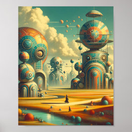 Whimsical Wonderland - Vintager Retro-Futurismus Poster