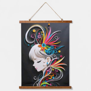 Whimsical Wonderland Wandteppich Mit Holzrahmen