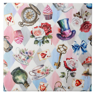Whimsical Wonderland Wasserfarbe viktorianisches M Fliese