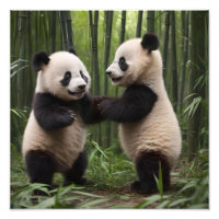 Whimsical Wonders: Baby Pandas Play in Forest,
