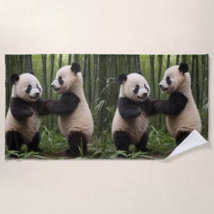 Whimsical Wonders: Baby Pandas Play in Forest, Strandtuch