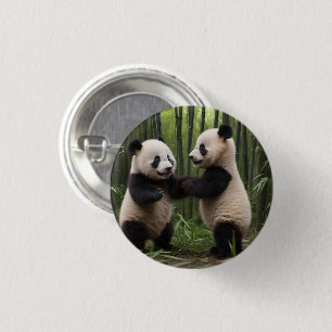 Whimsical Wonders: Baby Pandas spielt im Wald Button