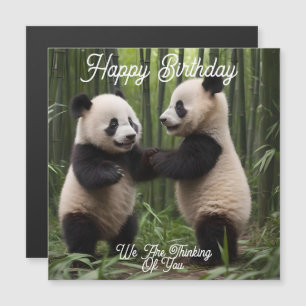 Whimsical Wonders: Baby Pandas spielt im Wald Magnetkarte