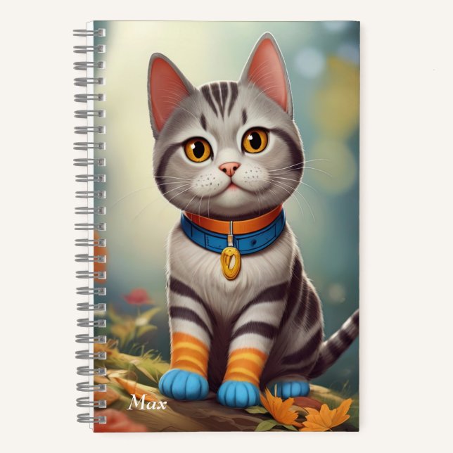 Whimsical Woodland America Kurzkatze Notizbuch (Vorderseite)