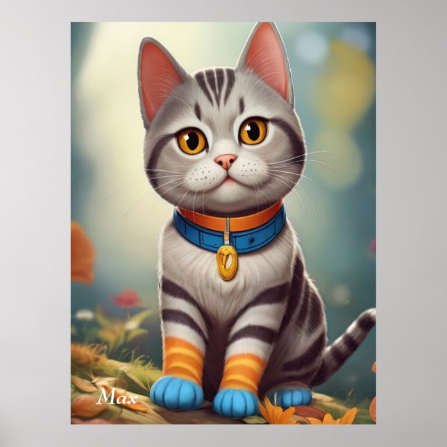Whimsical Woodland America Kurzkatze Poster (Vorne)