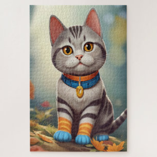 Whimsical Woodland America Kurzkatze Puzzle