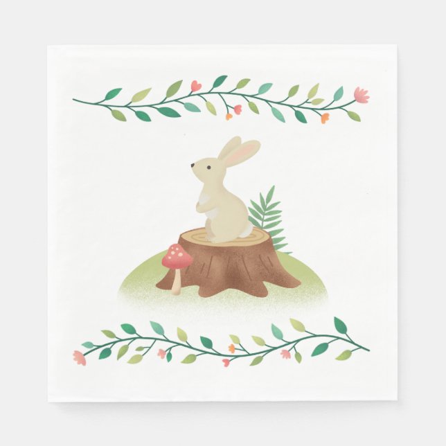 Whimsical Woodland Animal Baby Shooting Paper Napk Serviette (Vorderseite)