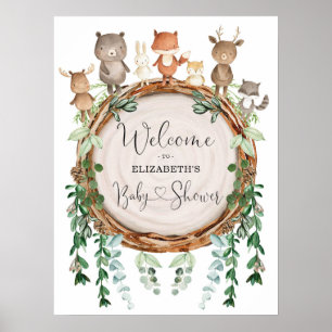 Whimsical Woodland Animals Baby Dusche Willkommen Poster