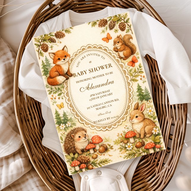Whimsical Woodland Animals Baby Shower Einladung (Von Creator hochgeladen)