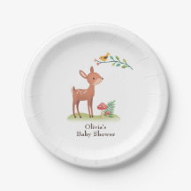 Whimsical Woodland Animals Baby Shower Paper Plate