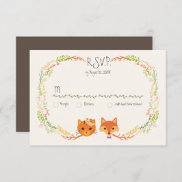 Whimsical Woodland Cat & Fox Couple Wedding RSVP