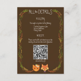 Whimsical Woodland Cat & Fox Rustikale Hochzeit Begleitkarte