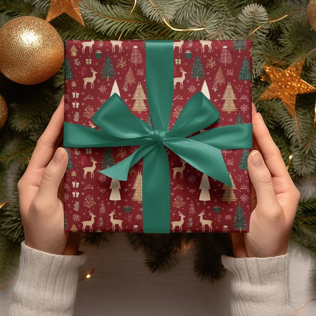 Whimsical Woodland Christmas Wrapping Paper Geschenkpapier (Von Creator hochgeladen)