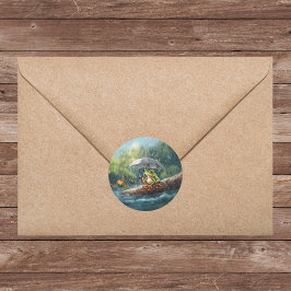 Whimsical Woodland Cottagecore Frosch Geburtstagsp Runder Aufkleber