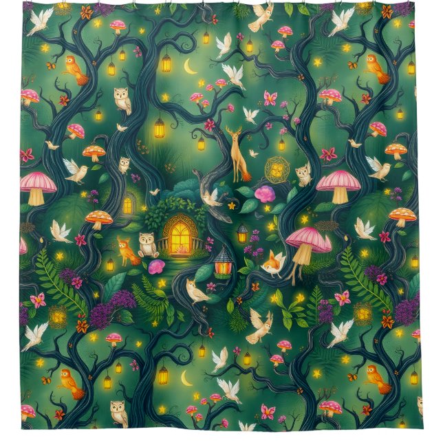 Whimsical Woodland Creatures Shotain Duschvorhang (Vorderseite)