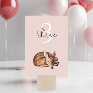 Whimsical Woodland Deen Birthday Pink Tischnummer