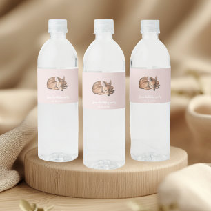 Whimsical Woodland Deen Birthday Pink Wasserflaschenetikett