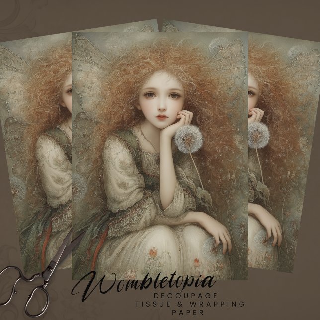 Whimsical Woodland Fairy Portrait with Dandelion  Seidenpapier (Von Creator hochgeladen)
