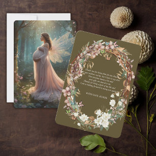 Whimsical Woodland Floral Foto Babydusche Dankeskarte