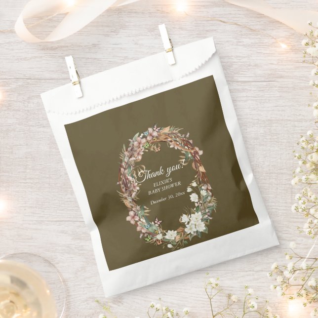 Whimsical Woodland Floral Foto Babydusche Geschenktütchen (Ausgeschnitten)