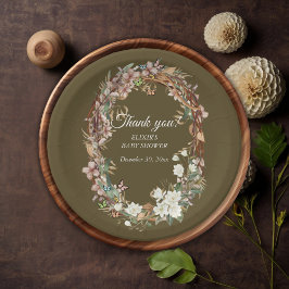 Whimsical Woodland Floral Foto Babydusche Pappteller