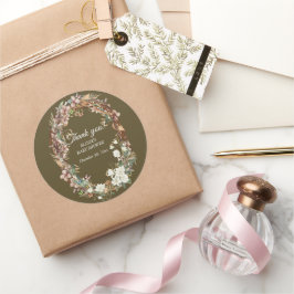 Whimsical Woodland Floral Foto Babydusche Runder Aufkleber