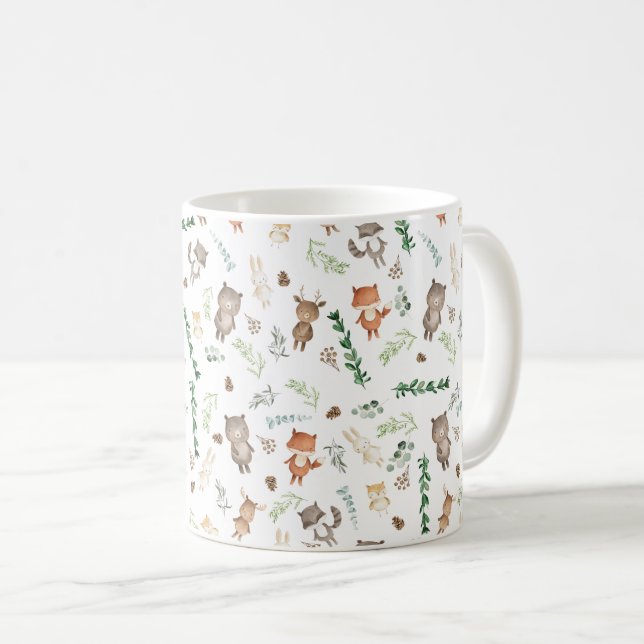 Whimsical Woodland Forest Baby Animals & Greenerie Kaffeetasse (VorderseiteRechts)
