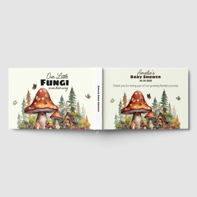 Whimsical Woodland Forest Mushroom Kinderdusche Gästebuch (Voll)
