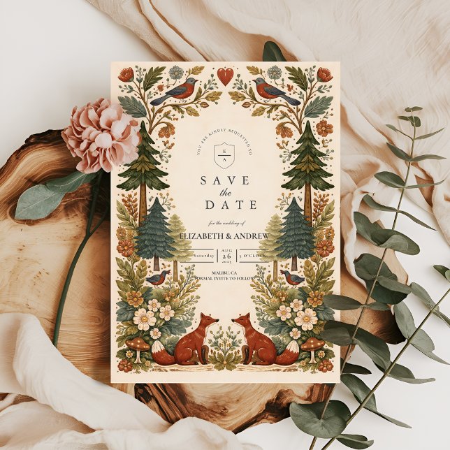 Whimsical Woodland Forest Wedding Save The Date (Von Creator hochgeladen)