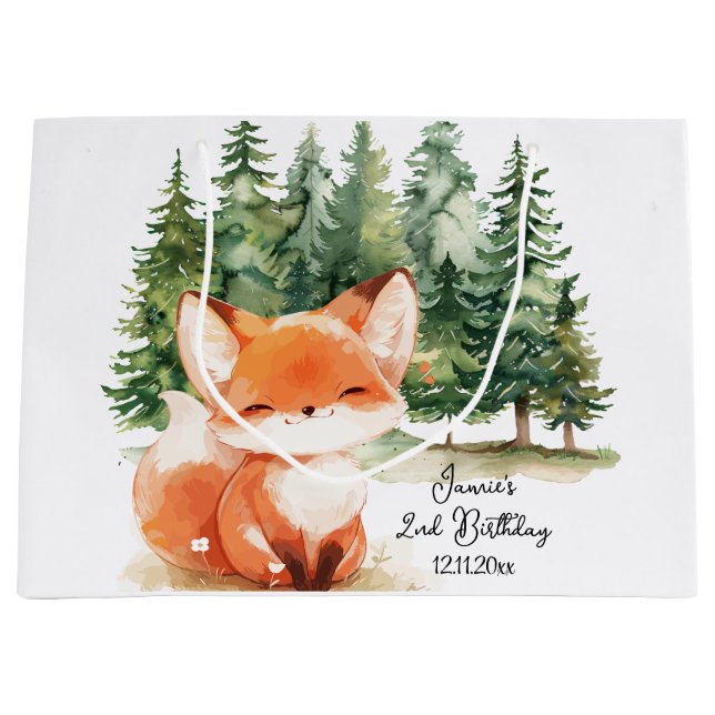 Whimsical Woodland Fox 2. Große Geschenktüte (Vorderseite)