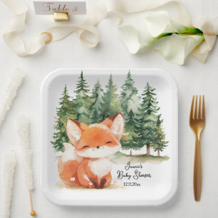 Whimsical Woodland Fox Baby Dusche Pappteller