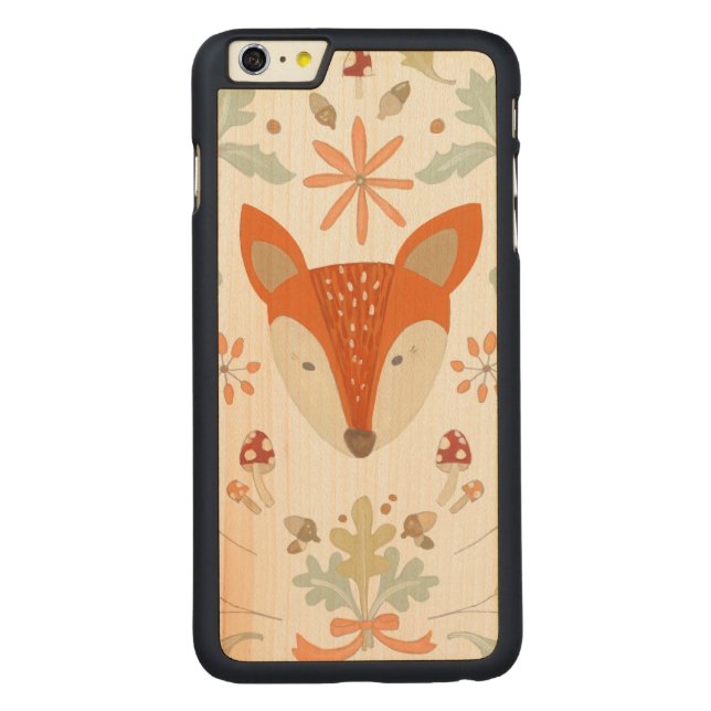 Whimsical Woodland Fox Carved Wood iPhone Hülle (Rückseite)