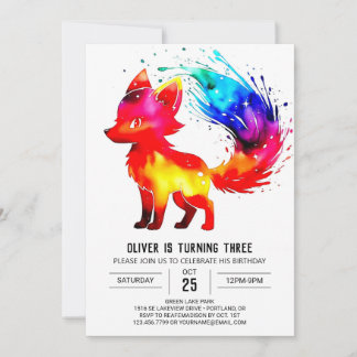 Whimsical Woodland Fox Digital Boy Geburtstag Einladung