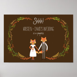Whimsical Woodland Foxes Hochzeit in Progress Poster